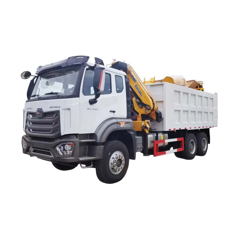 Camion-benne HOWO 6x4 400 ch avec grue à flèche repliable XCMG 10 tonnes à 5 sections